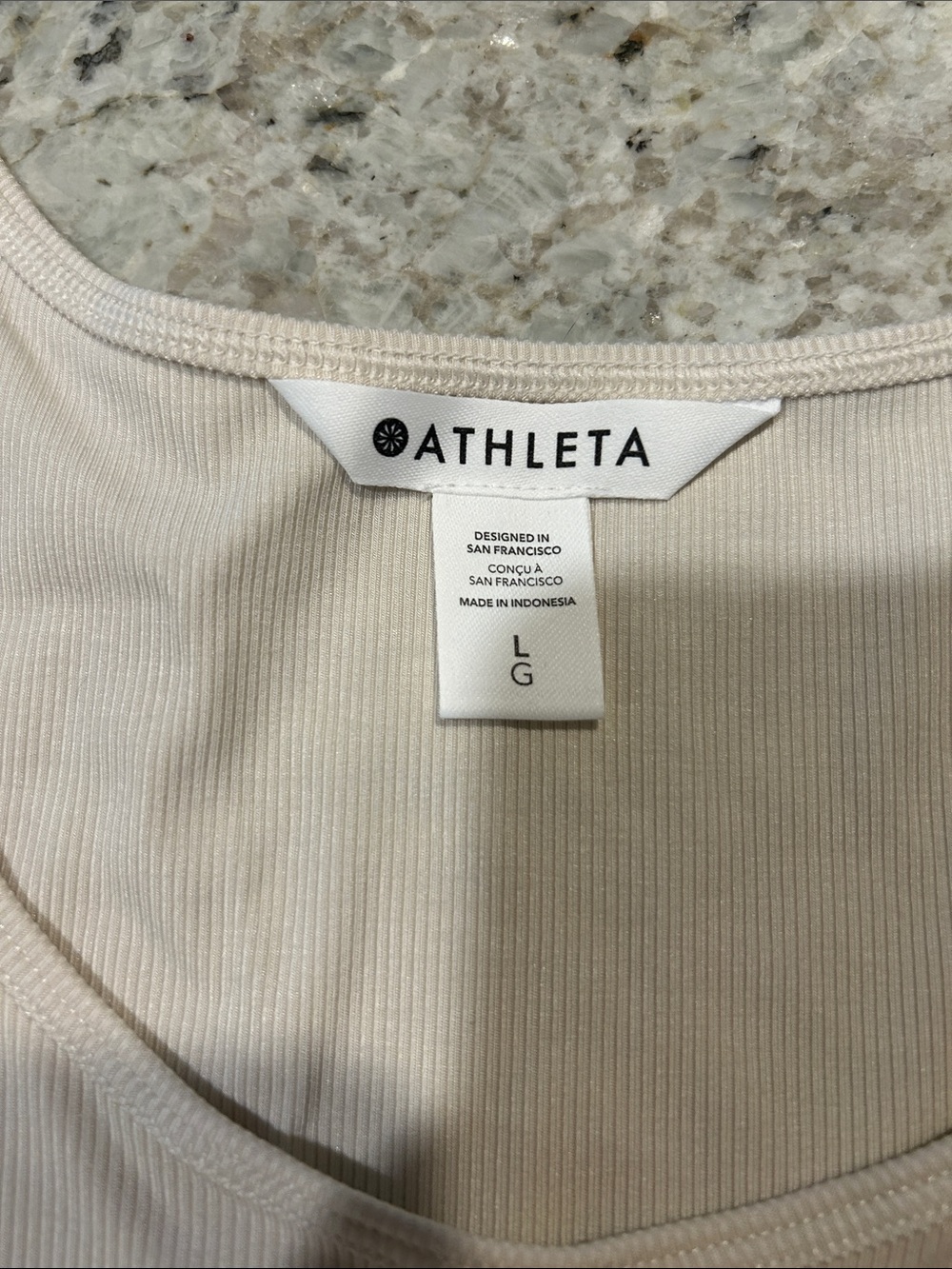 Athleta Cream Ribbed Slim-Strap Tank Top - Picture 3 of 4